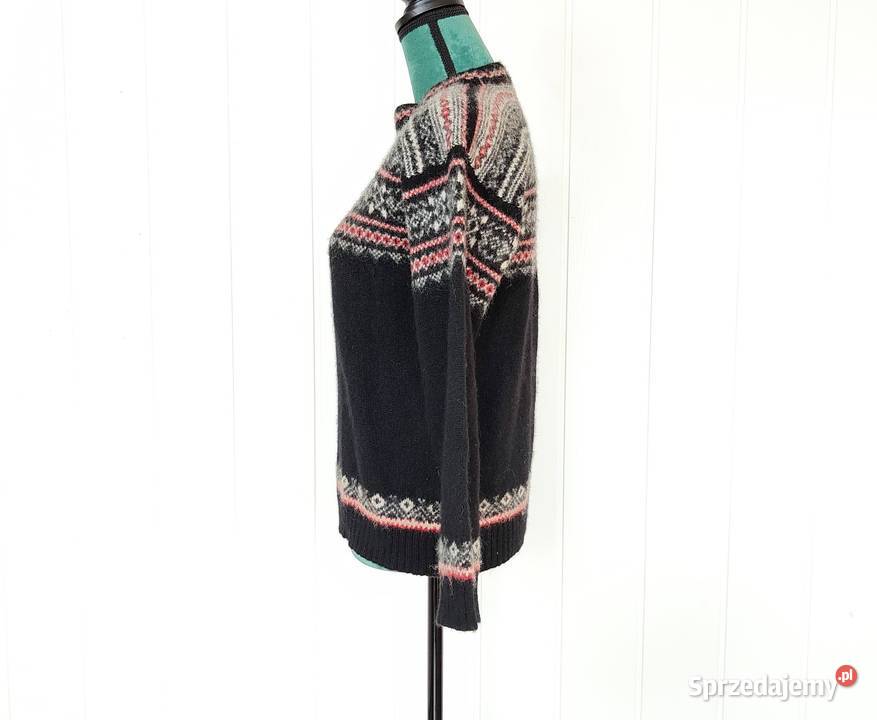 Sweter wełniany S 36 wełna czarny kolorowy wzór zachodniopomorskie Szczecin