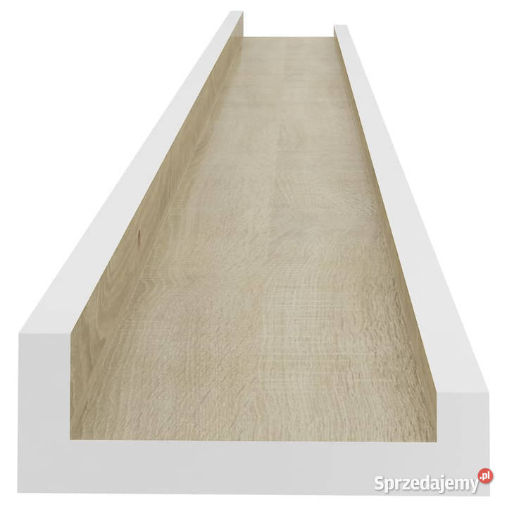 Półki ścienne 4 biel i dąb sonoma 100x9x3