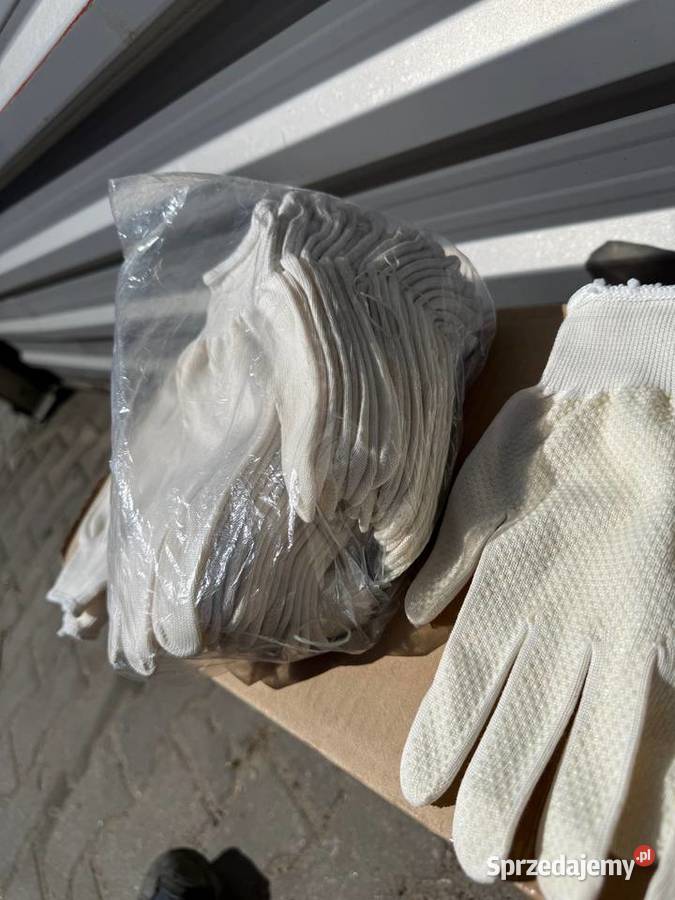 Rękawice robocze bawełniane białe nakrapiane Łaskarzew