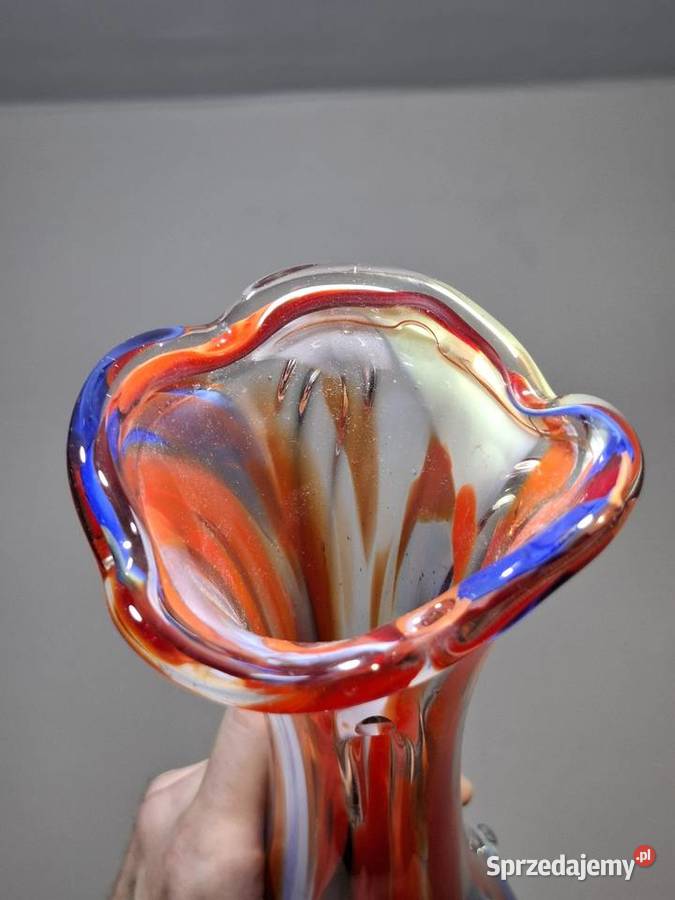 Szklany wazon flakon szkło barwione retro małopolskie Kraków