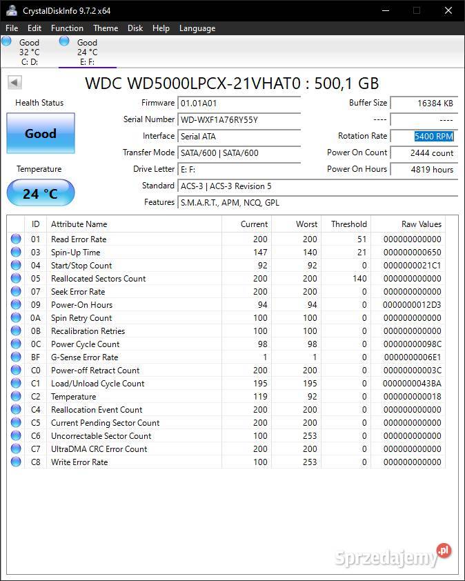 HDD WD Blue 500 GB 25 SATA III 6 Gbs Cache 16MB SATA Poznań