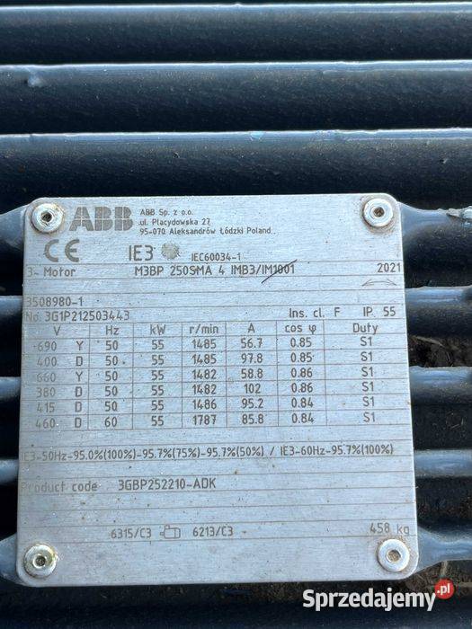 Silnik Elektryczny ABB 55kW 1485obrmin Tuliszków