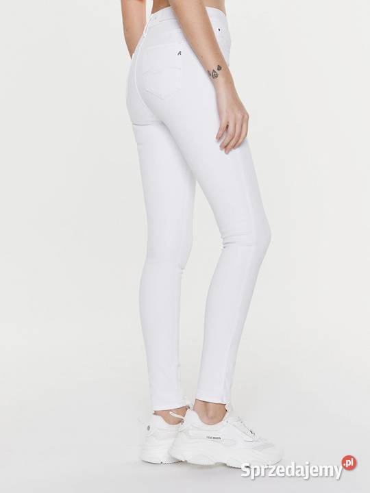 2428 Spodnie Jeansy Replay białe Straight Szczerbice
