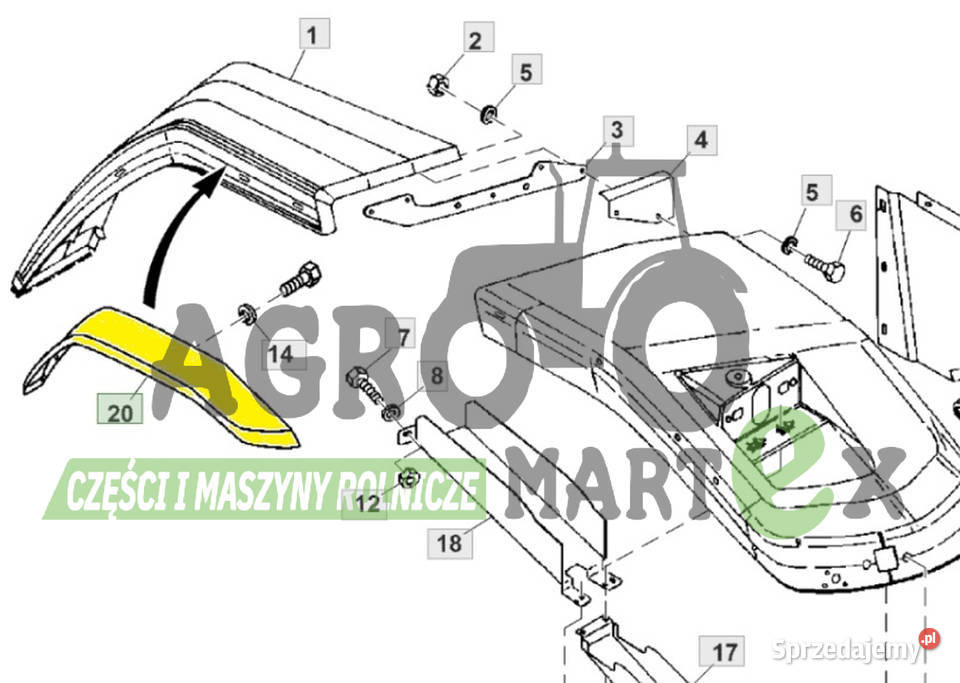 R130503 R114745 BŁOTNIK 7000 TYŁ NAKŁADKA RH JD Wichrów