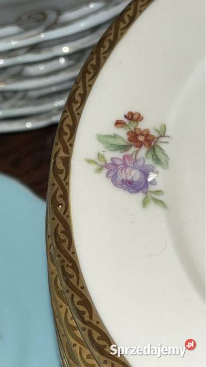 Talerzyk deserowy Eschenbach Bavaria Elfenbein Porcelana i szkło