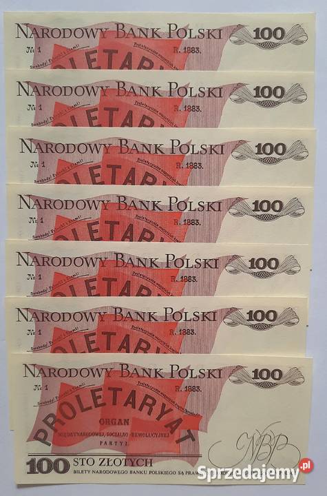Zestaw Banknotów PRL 100 x 7 Gliwice