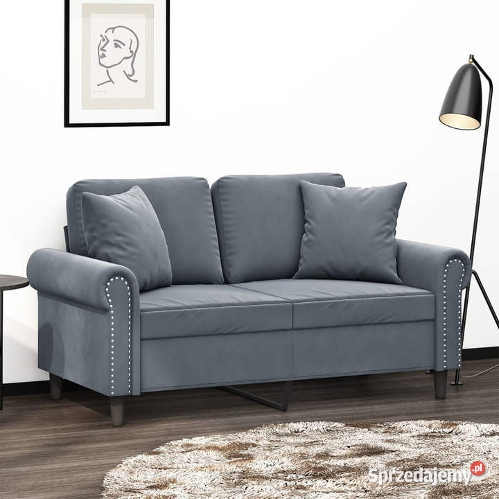 2osobowa sofa z poduszkami ciemnoszara 120 mazowieckie Warszawa