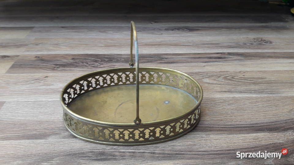 Stara mosiężna ażurowa patera z rączką mosiężny Gdynia sprzedam