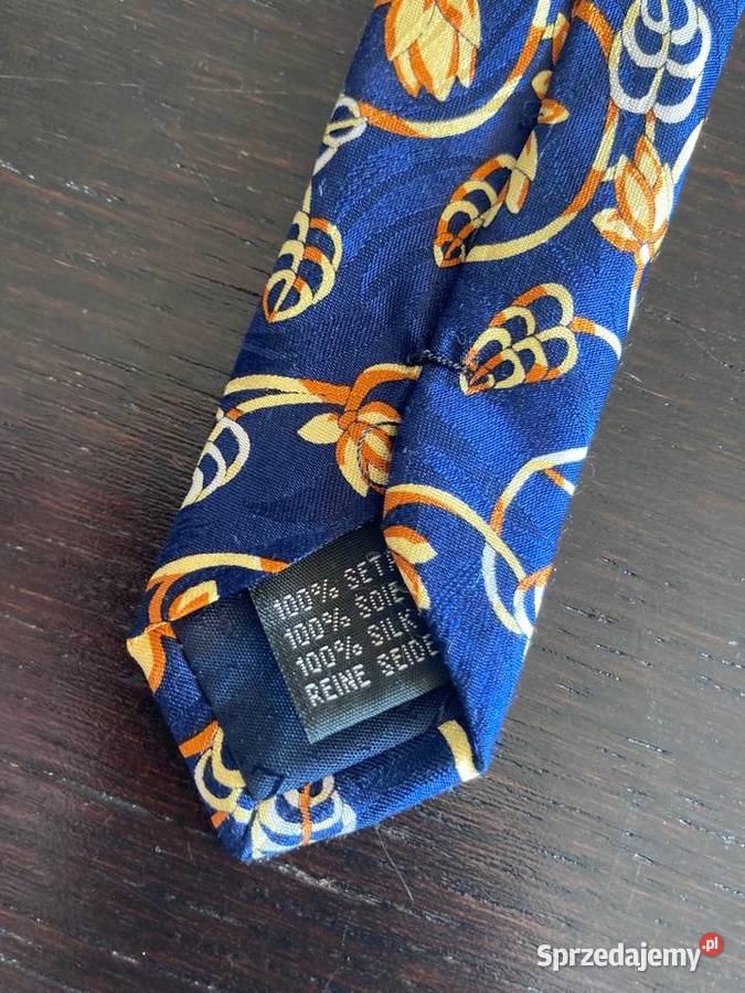 Granatowy krawat Norman Silkties wzór kwiatowy Elbląg