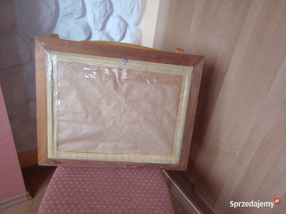 Śliczny obraz z buketem maków w drewnianej ramie wielokolorowy Sosnowiec