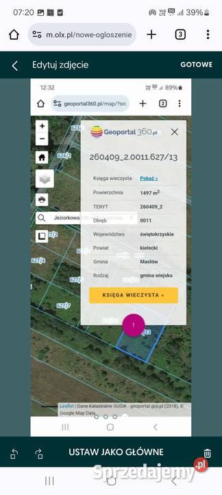 Sprzedam działke Wola Kopcowa 200 zl m2 62713 Kielce