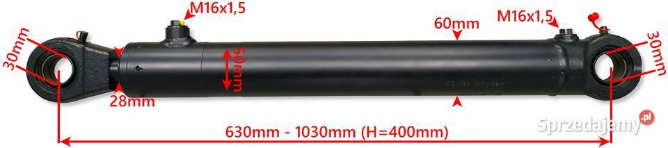 SIŁOWNIK HYDRAULICZNY CYLINDER TŁOK SKOK 400 Solec Kujawski