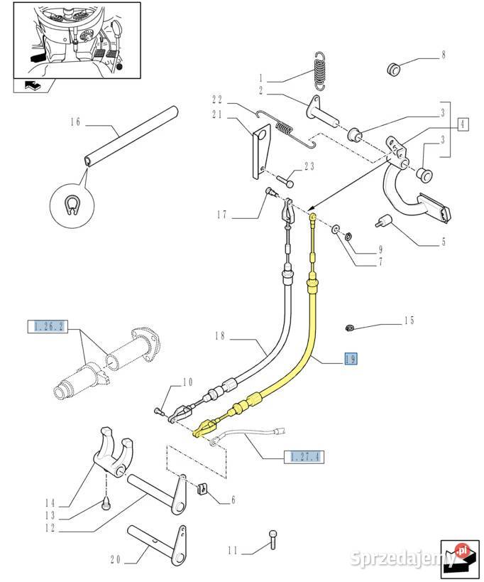 Linka sprzęgła 825 mm Case Holland 84576478 Sprzęgła podlaskie Białystok