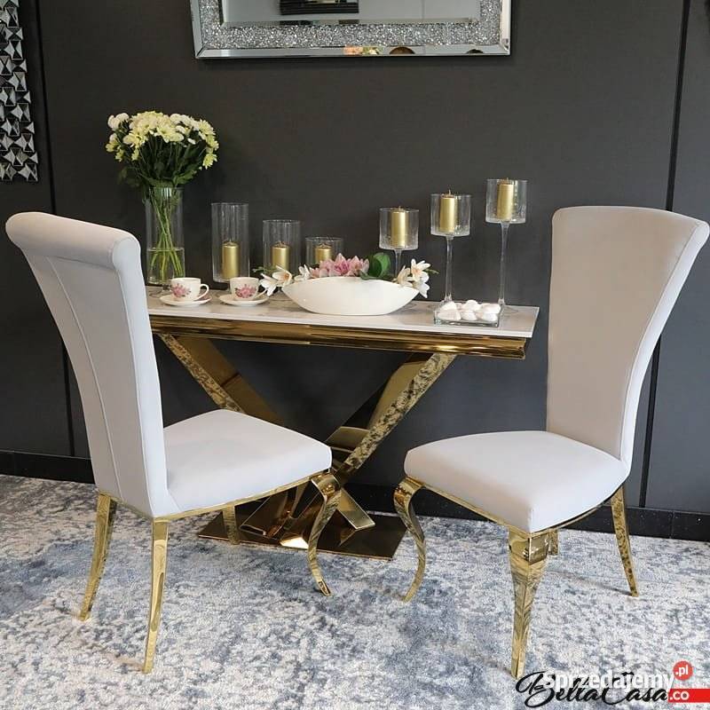 Krzesła glamour Ottavio Złote Gold Tapicerowane 108cm Warszawa