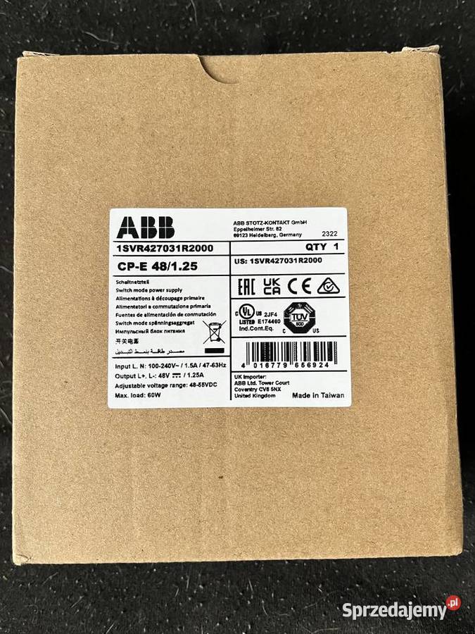 Zasilacz na szynę DIN 48V 125A 60W Stały ABB Części i akcesoria Szczecin