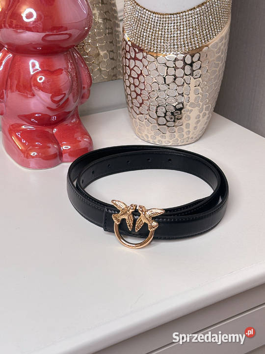 Pasek Pinko czarny nowy złota klamra 110 105 Warszawa