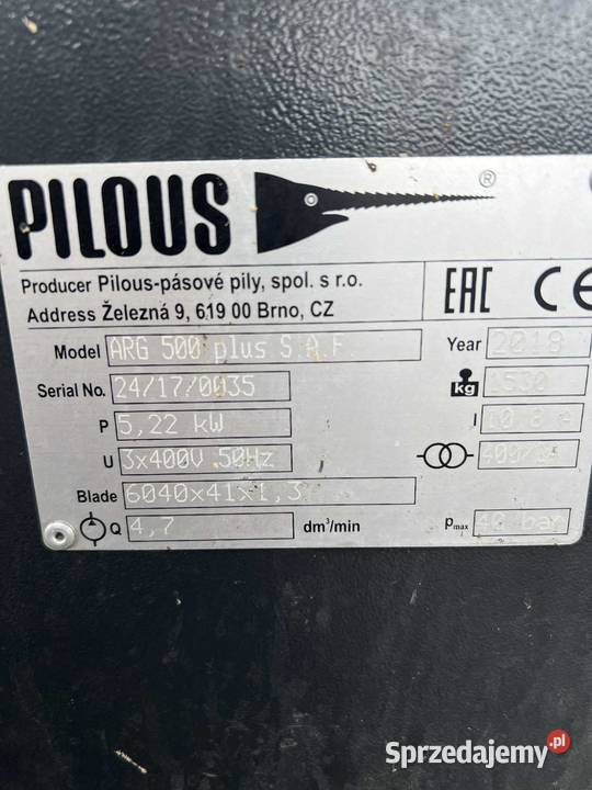 Przecinarka Taśmowa Piła taśmowa Pilous Arg 500 Bratoszewice