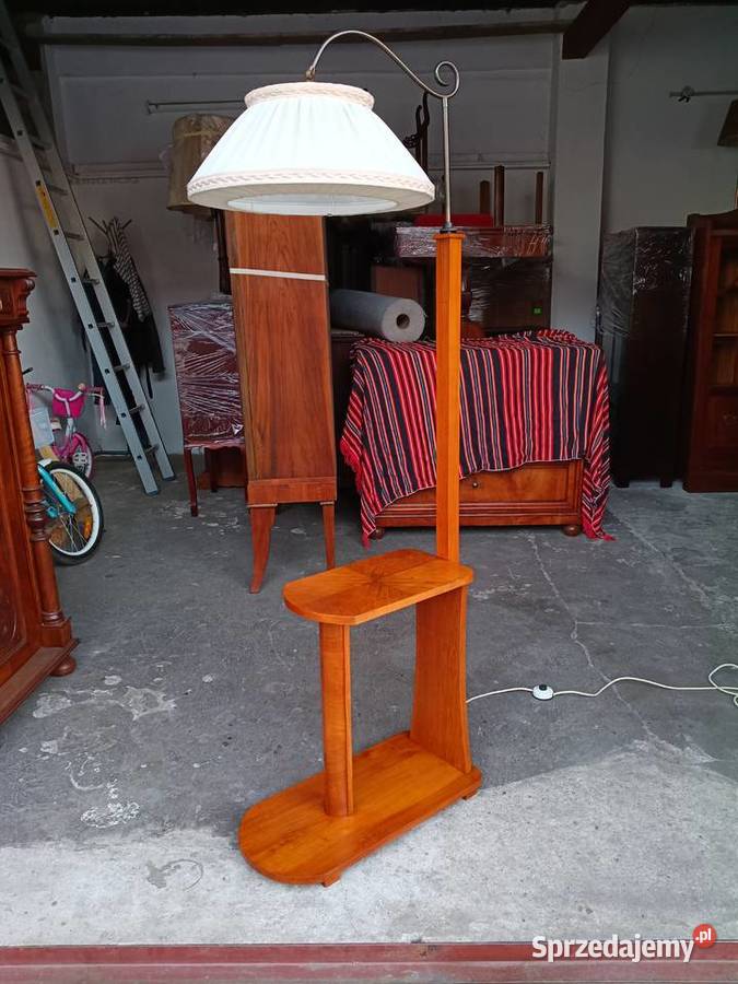 Lampa podłogowa ArtDeco z wbudowanym stolikiem z