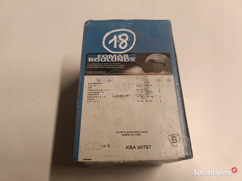 Fiat Tipo Uno Panda PRZEDNIE KLOCKI HAMULCOWE osobowe Rudka