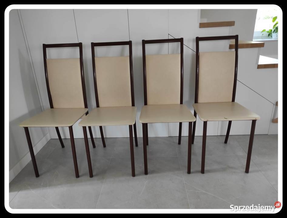 Krzesła metalowe z obiciem w eko skórze 4 sztuki Płock sprzedam