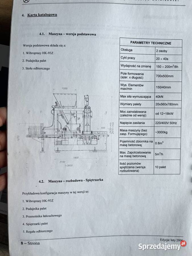 Wibroprasa HK 93Z Wibroprasa do kostki brukowej Produkcja Ropczyce