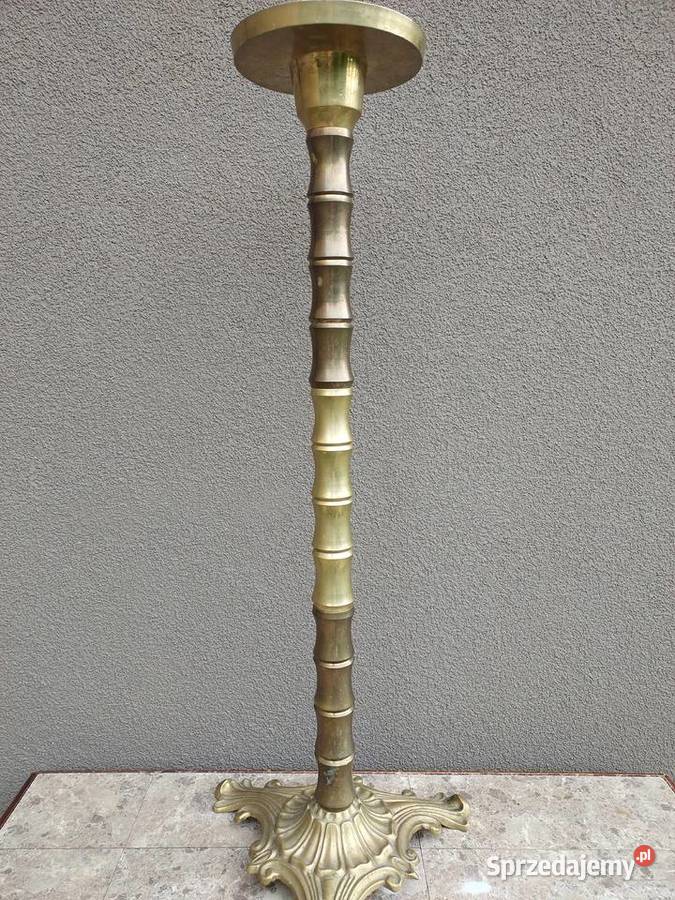 Duży mosiężny świecznik podłogowy paschalny Tczew