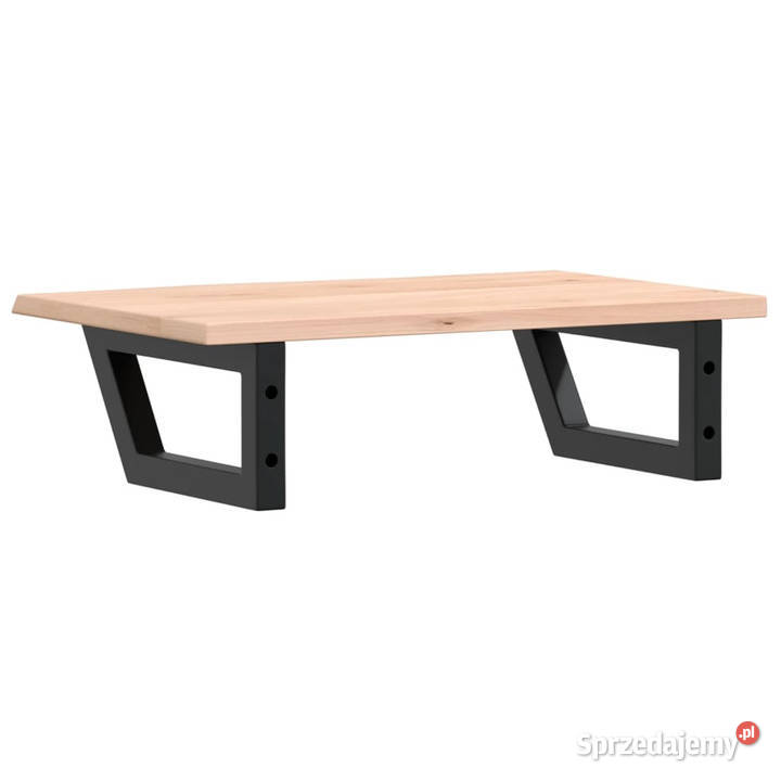 Półka ścienna pod umywalkę stal i lite drewno