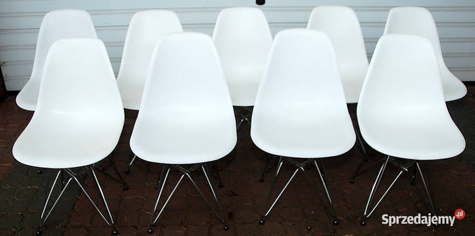 9Krzesło kuchenne VITRA biały kubełek chromowany