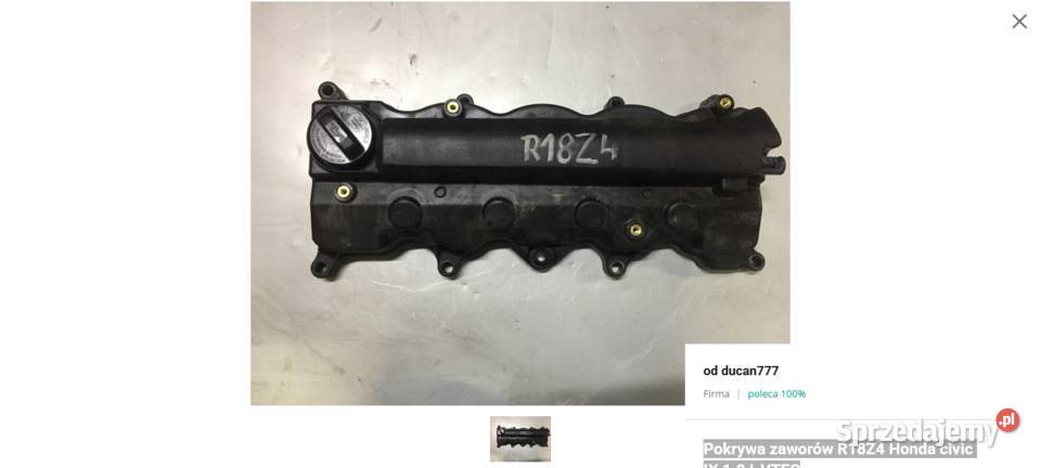 Pokrywa zaworów R18Z4 Honda civic IX 18 IVTEC głowice cylindrów dolnośląskie Jelcz-Laskowice