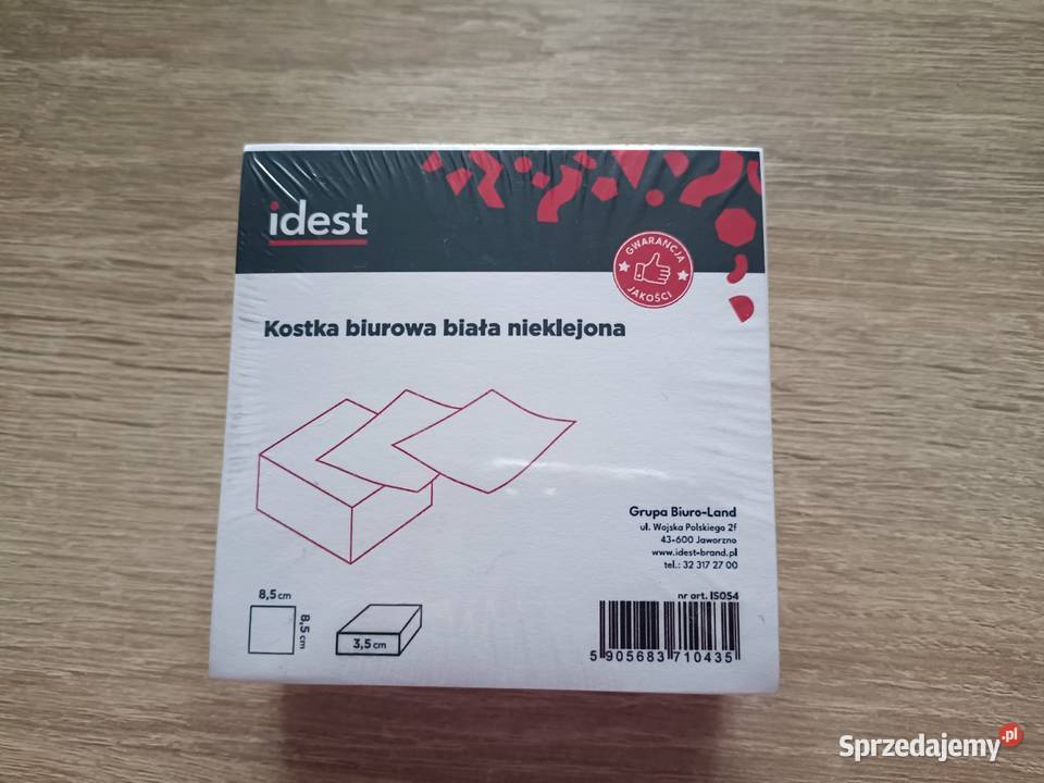 Kostka biurowa biała nieklejona 85x85x35mm pomorskie Kwidzyn