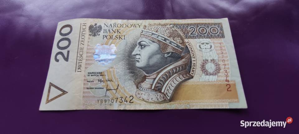 Banknot 200 1994 seria YF Poszukiwana rzadkość 1 mazowieckie Pruszków