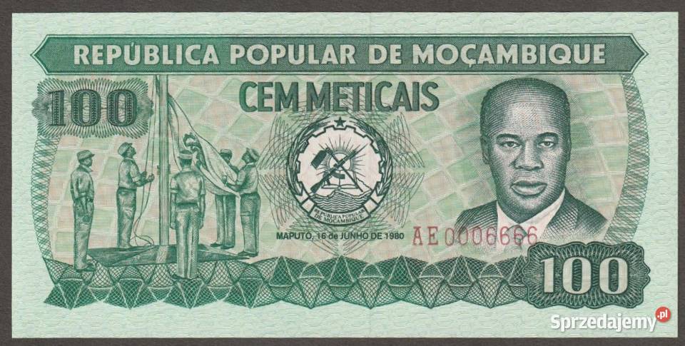 MOZAMBIK 100 METICAIS 1980 AE STAN BANKOWY UNC Łódź