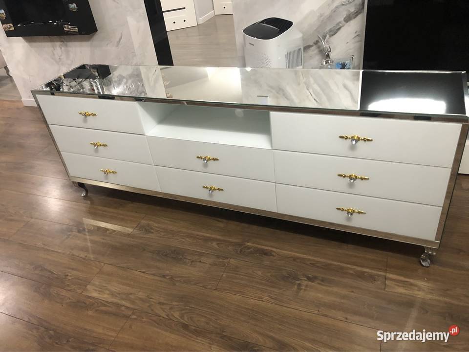 Komoda RTV złota biała glamour nowoczesna Kępno