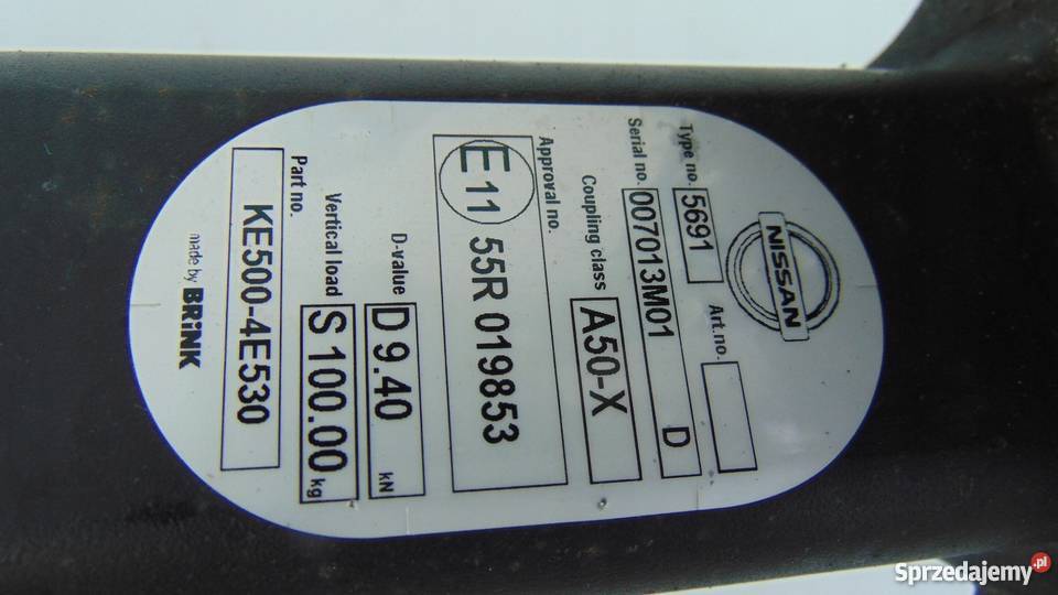 HAK HOLOWNICZY NISSAN QASHQAI J11 II KE5004E530 osobowe wielkopolskie Nowy Tomyśl