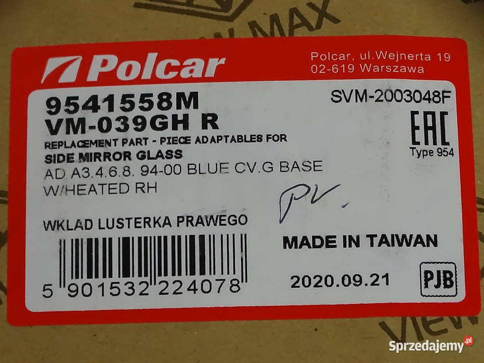 Wkład lusterka AUDI A3 A4 A6 A8 9402 prawy nowy Biłgoraj