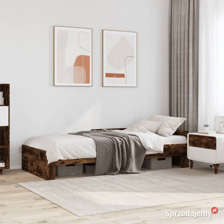 Łóżko bez materaca przydymiony dąb 100x200