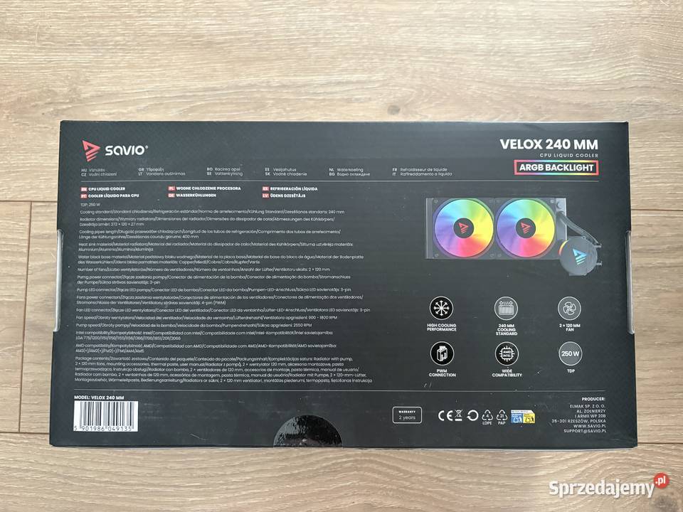 Chłodzenie wodne Savio Velox 240mm z Gdańsk