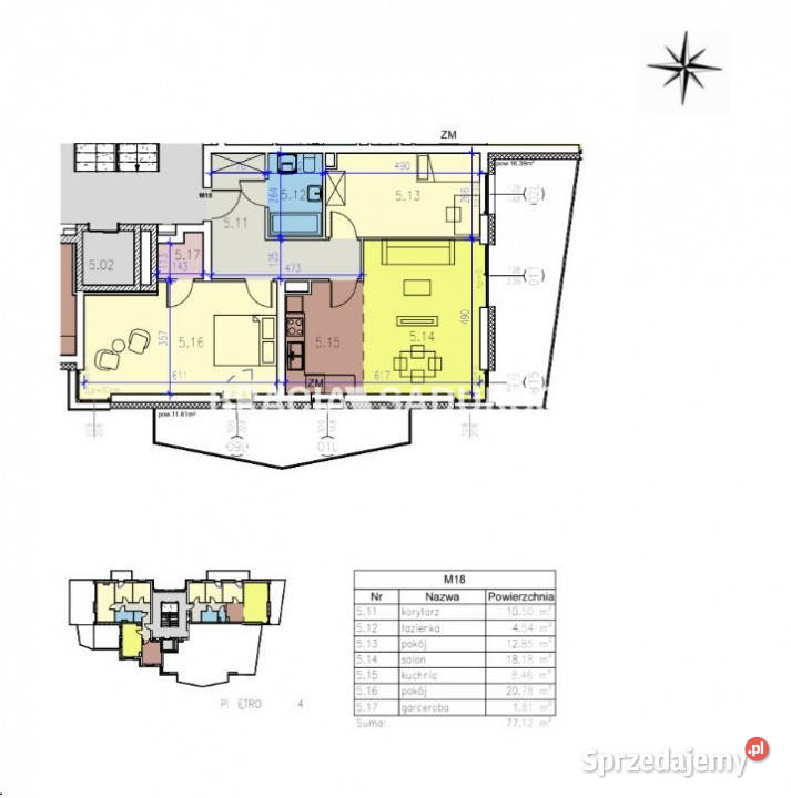 Mieszkanie Kraków Reduta 7712 metry 3 pokoje blok