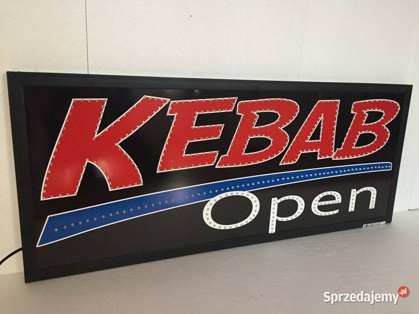 Reklama KEBAB OPEN 100x41 Zewnętrzna LED gotowa Pomiechówek
