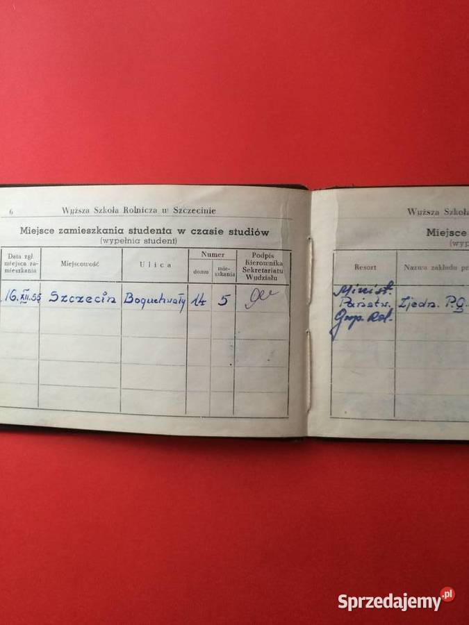 1589 Indeks Wyższej Szkoły Rolniczej