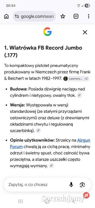 Wiatrówka Record Jumbo Pruszków
