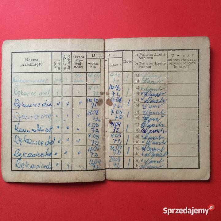 1986 Dwie Książeczki Wyposażenia PKP Szczecin