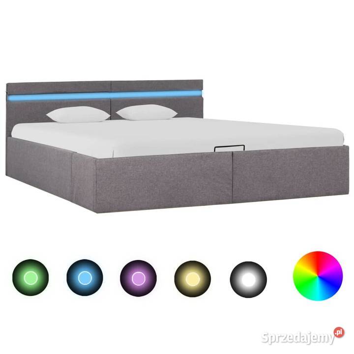 vidaXL Rama łóżka z podnośnikiem i LED, taupe 285628