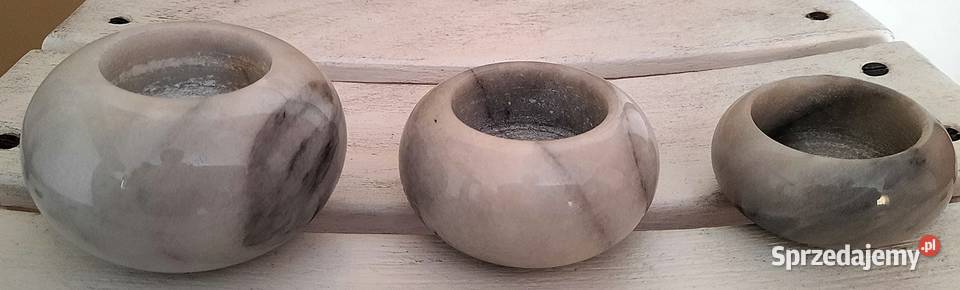 Świeczniki elipsoidalne marmur kpl 3 inny kolor sprzedam