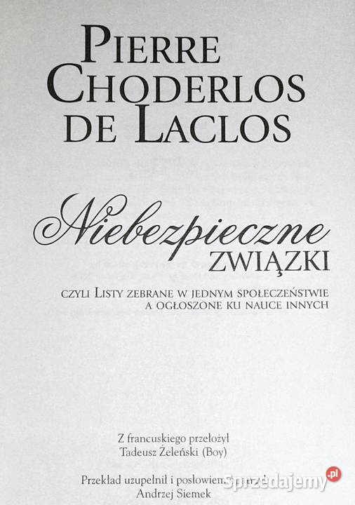 Niebezpieczne związki Pierre Choderlos de Laclos Chełm