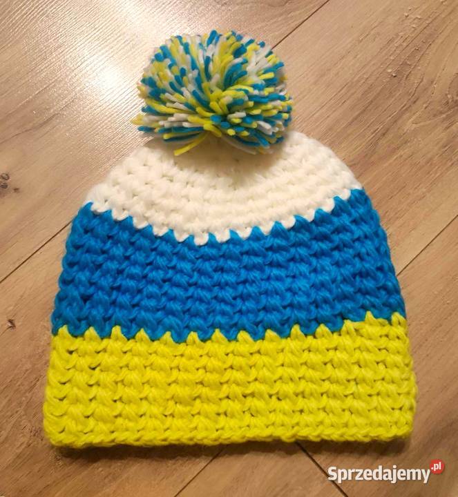 Czapka zimowa wełniana trójkolorowa z pomponem Uniseks kujawsko-pomorskie Ciechocinek