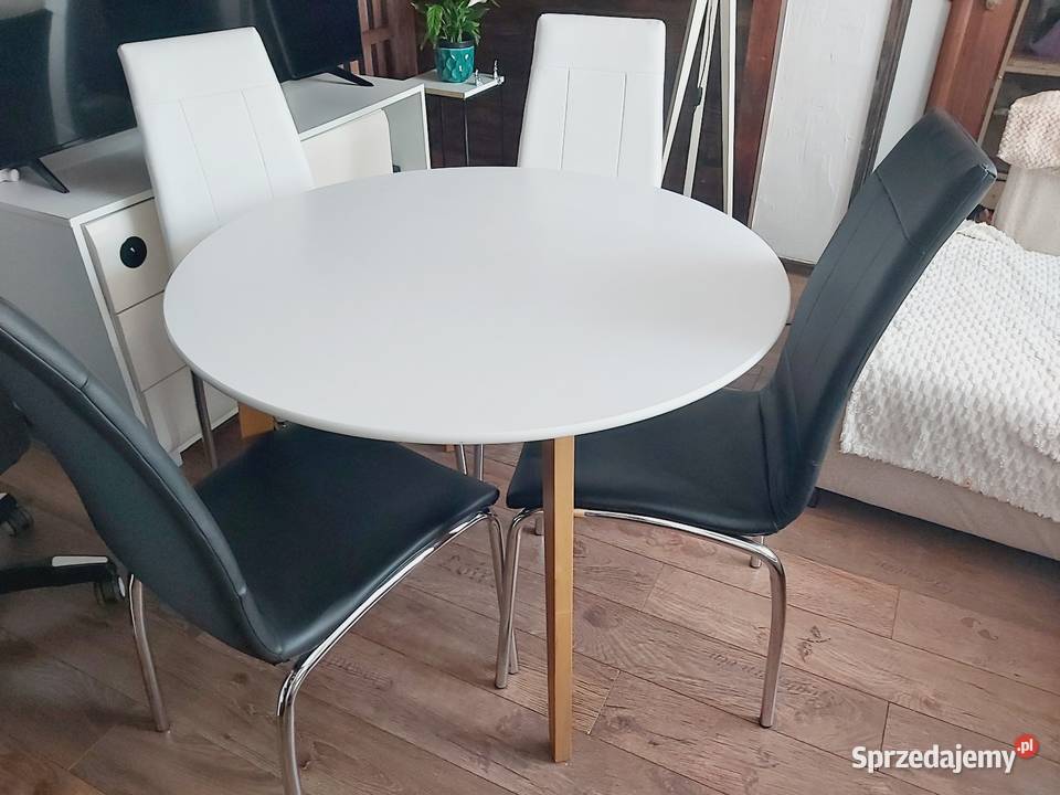 Stół biały z 4 6 krzesłami