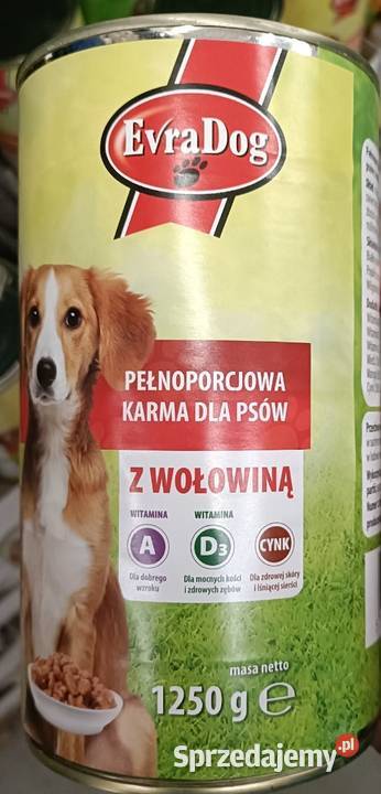 Karma psów z wołowiną mega puszka 1250 netto łódzkie sprzedam