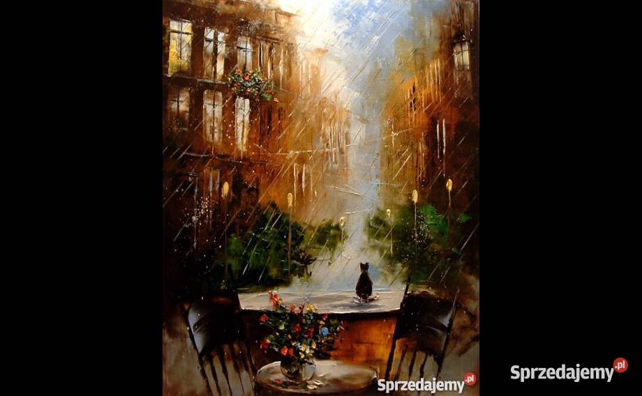 A oknem Obraz olejny 50x40 Warszawa sprzedam