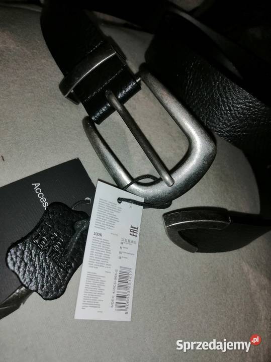 Nowy z metką Czarny SKÓRZANY pasek SKÓRA